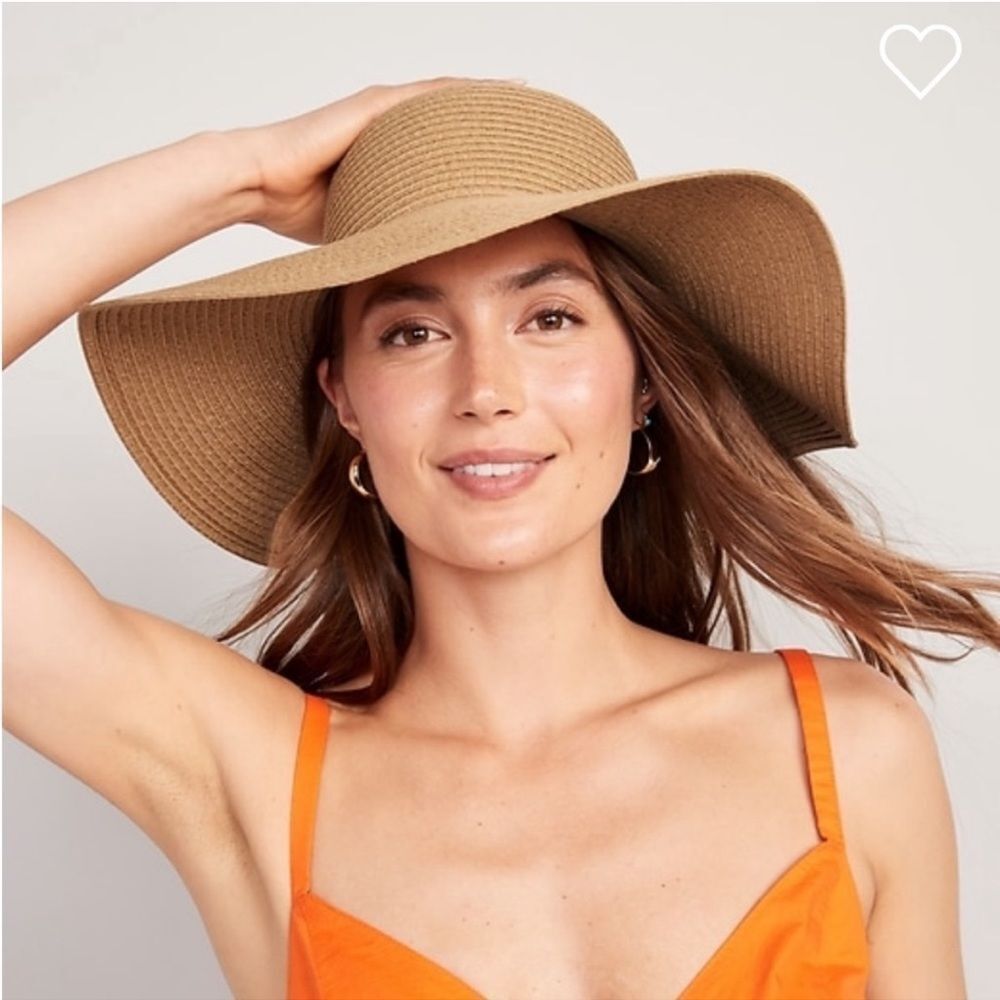Old Navy NWT Wide Brim Straw Hat S/M Natural Packable Sun Hat Derby Boho NEW